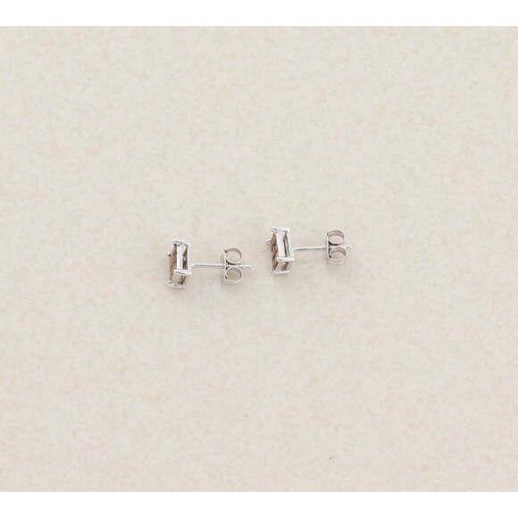 10k White Gold Fancy Red Diamond Earrings Stud Post .25 total carat 3/16" - Picture 8 of 8